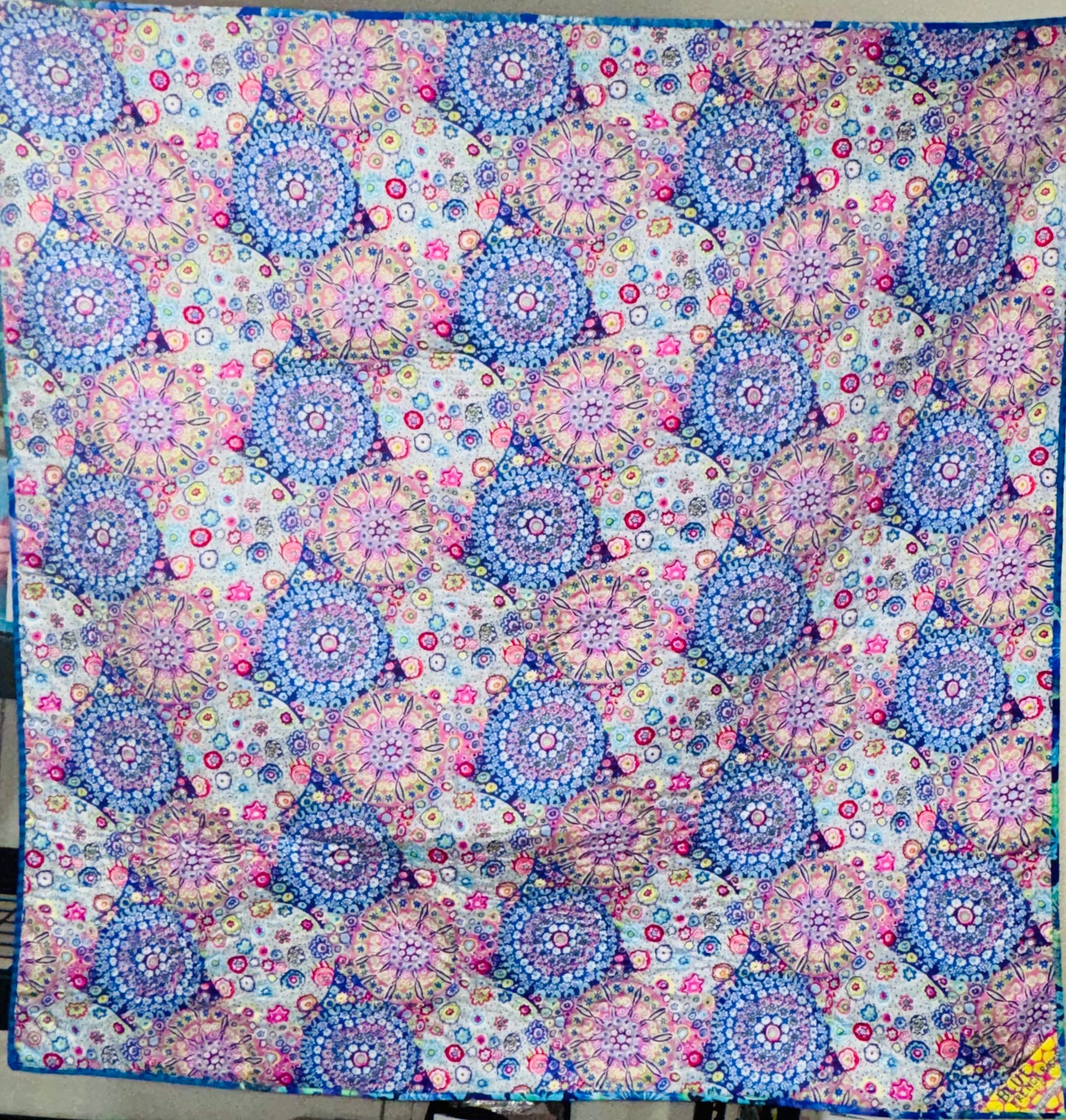 FRENCH ROSE Kaffe Fassett BLUE LAGOON QUILT Throw Size