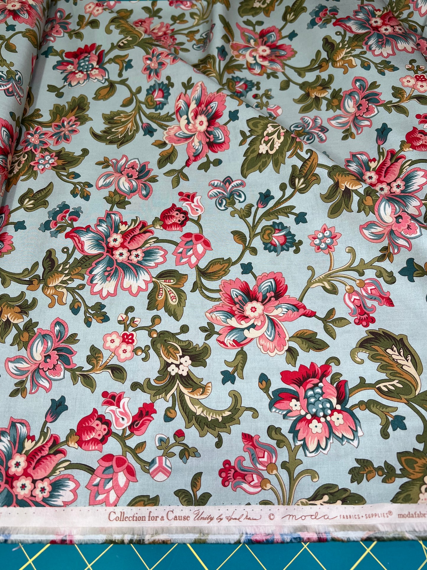 Collections for a cause Unity teal floral 46260-12 Moda - Howard Marcus