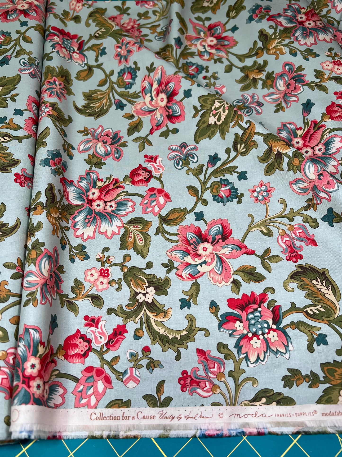 Collections for a cause Unity teal floral 46260-12 Moda - Howard Marcus