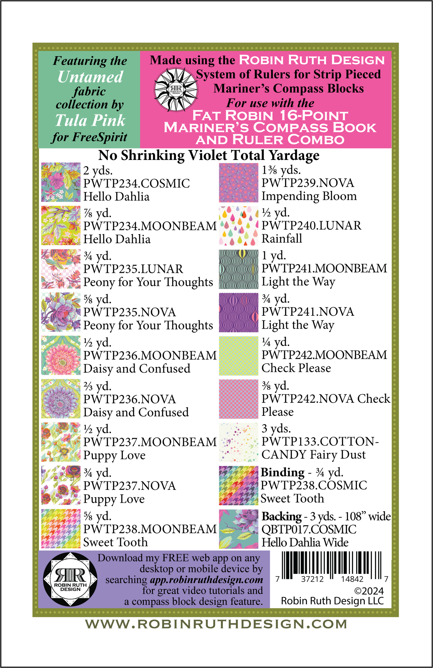 RR247 No Shrinking Violet Fat Robin Quilt Pattern