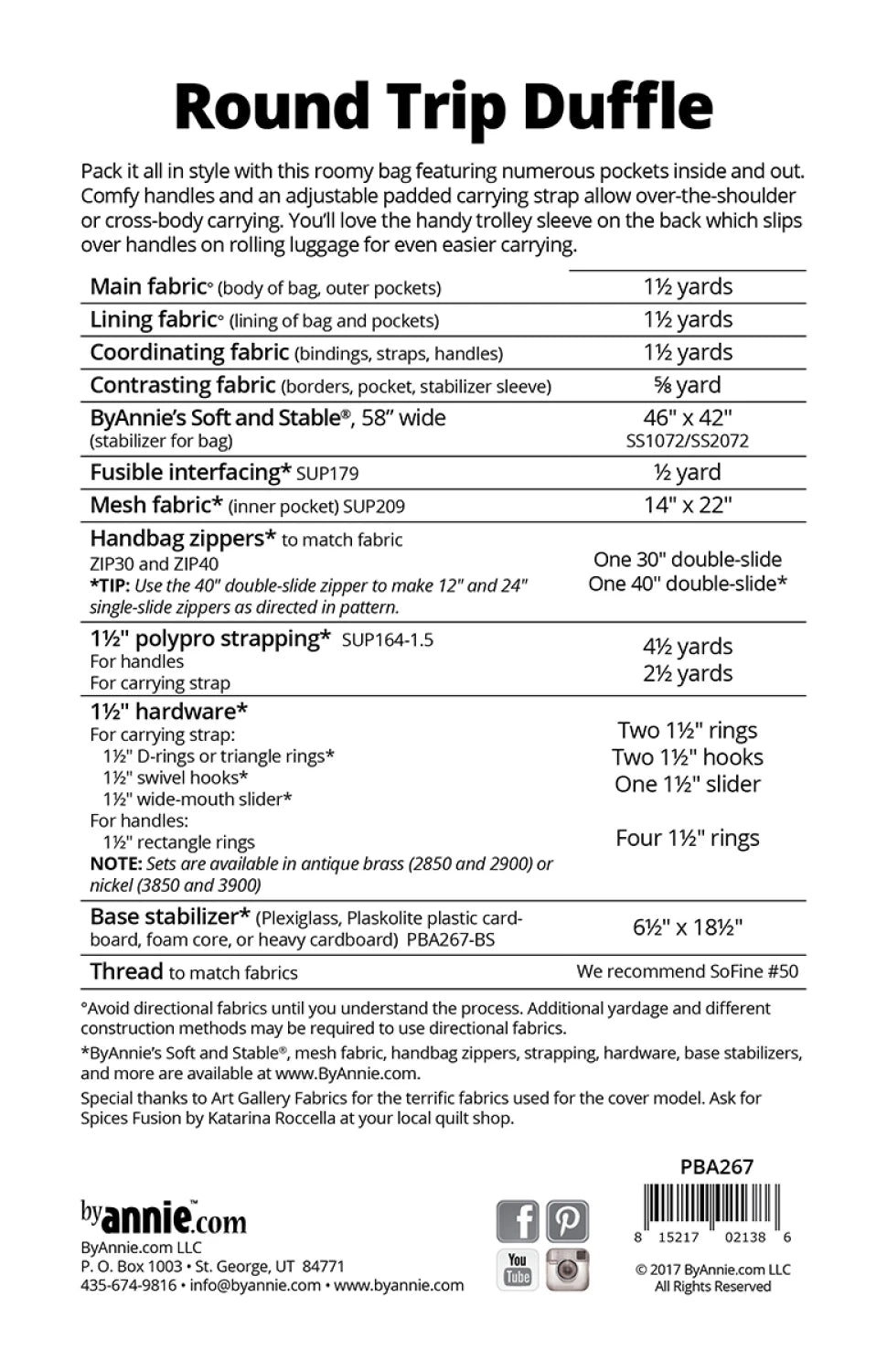 Round Trip Duffle Bag Sewing Pattern By Annie