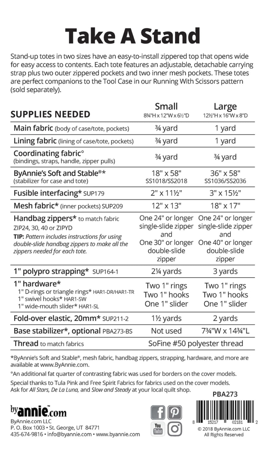 Take a Stand Bag Sewing Pattern By Annie