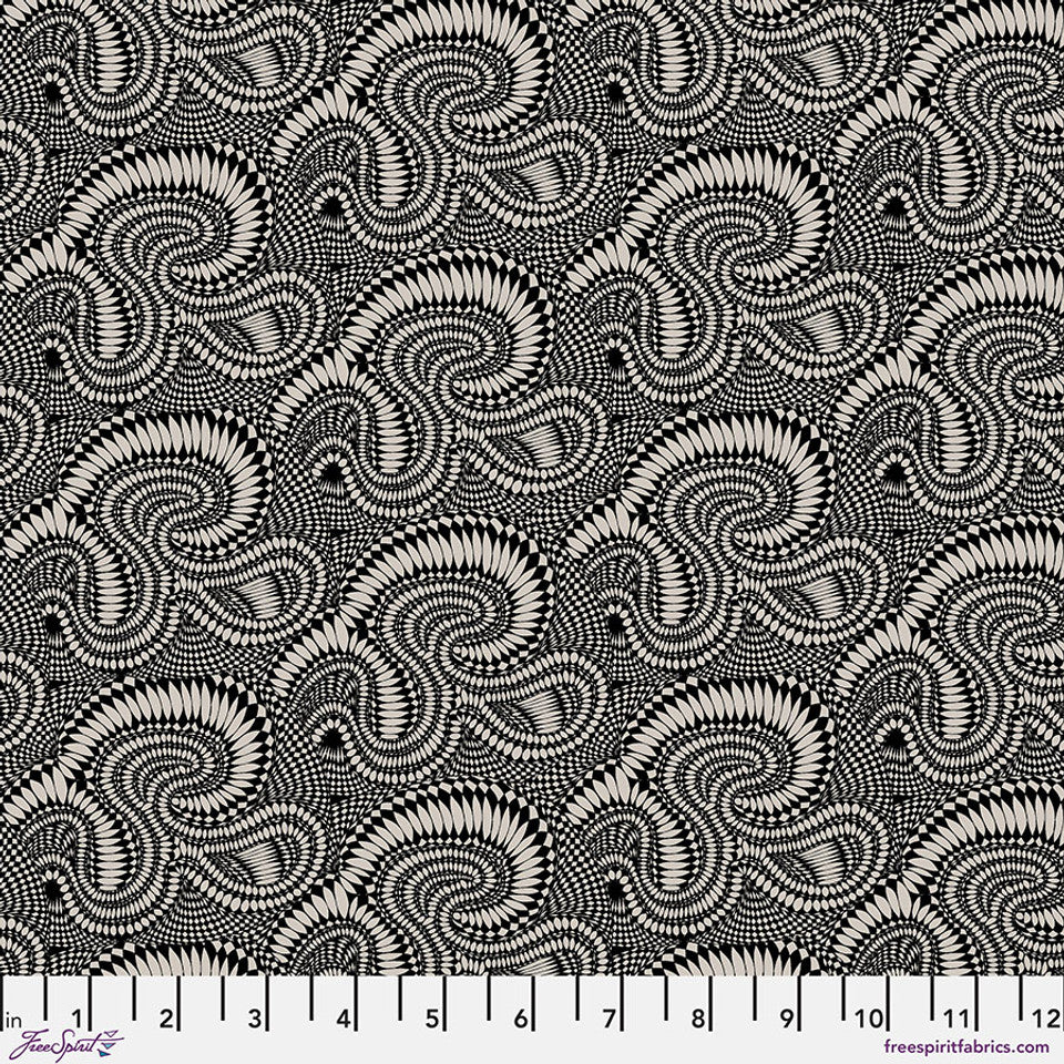 Wig Wag Charcoal Check BioGeo Energy by Adrienne Leban for Free Spirit Fabric