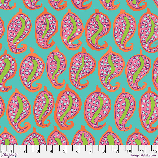 Pasha Paisely AQUA Brandon Mably Kaffe Fassett Collective Sold by the Half Yard