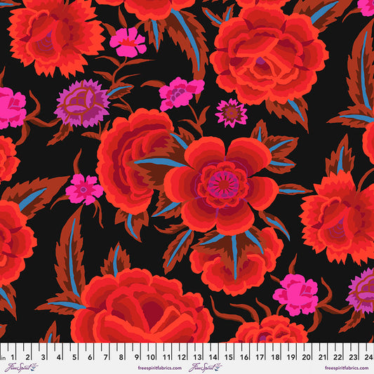 Embroidered Shawl RED Kaffe Fassett Collective Sold by the Half Yard