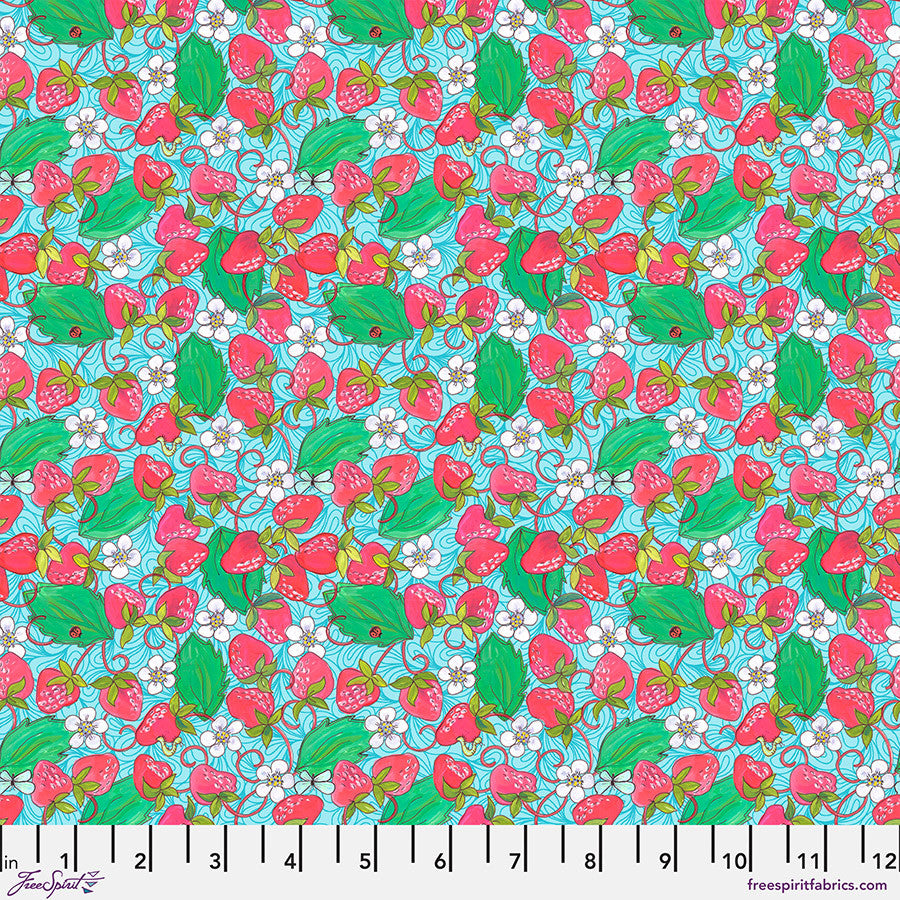 Strawberry Fields by Helen Godden Fruitopia Fabric Sold by the Half Yard