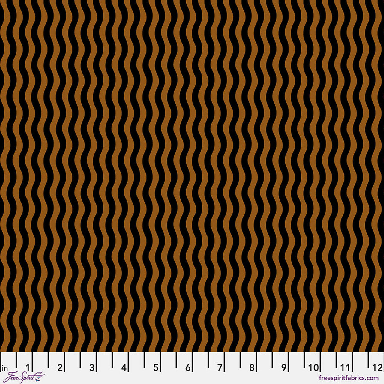 PWJS160.BLACK WAVES STRIPE Gloriosa Garden by Jane Sassaman Fabric Sold by the Half Yard