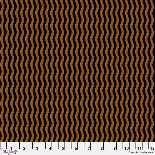 PWJS160.BLACK WAVES STRIPE Gloriosa Garden by Jane Sassaman Fabric Sold by the Half Yard
