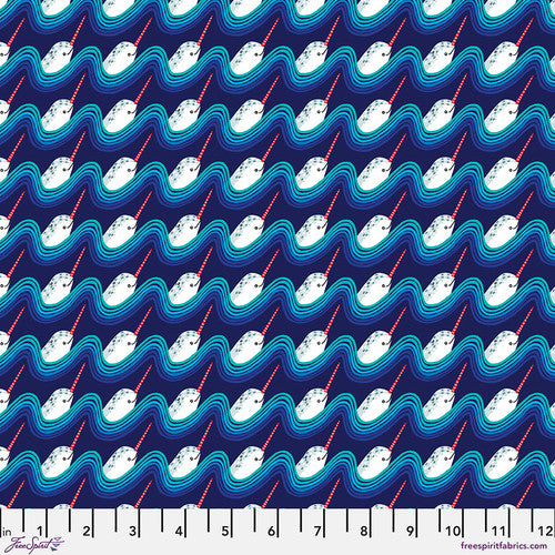 Magical Narwhal by Daughter Earth/Katy Tanis for Free Spirit Sold by the Half Yard