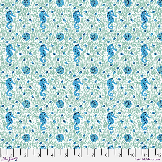 Shallows Mint Rising Tide by Monika Forsberg Fabric Sold by the Half Yard