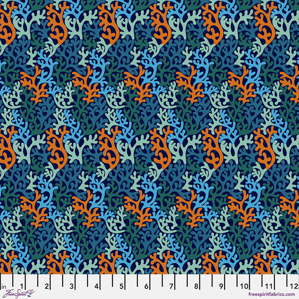 Seagrass Blue Rising Tide by Monika Forsberg Fabric Sold by the Half Yard