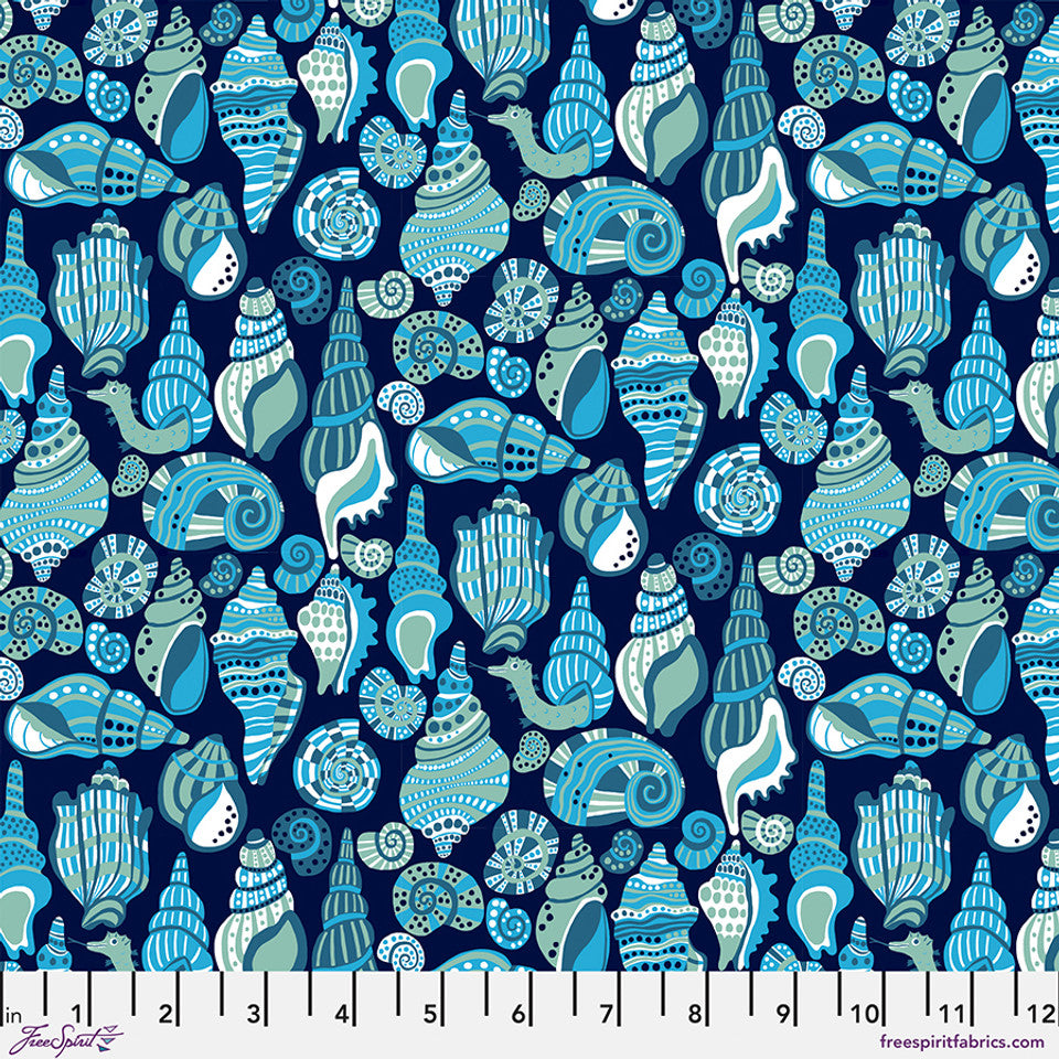 Rock Pool BLUE Rising Tide by Monika Forsberg Fabric Sold by the Half Yard