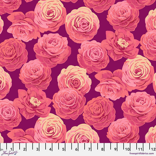 Camellia PINK Nation of Flowers by Martha Negley Sold by the Half Yard