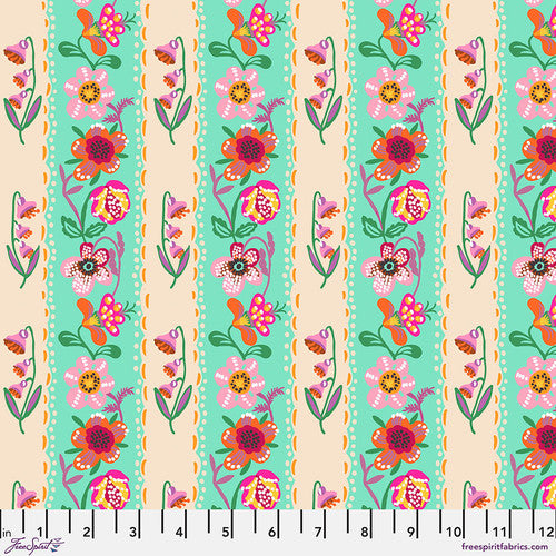 Wallpaper Aqua A Spring in Paris - Nathalie Lete for Conservatory Craft Fabric Sold by the Half Yard