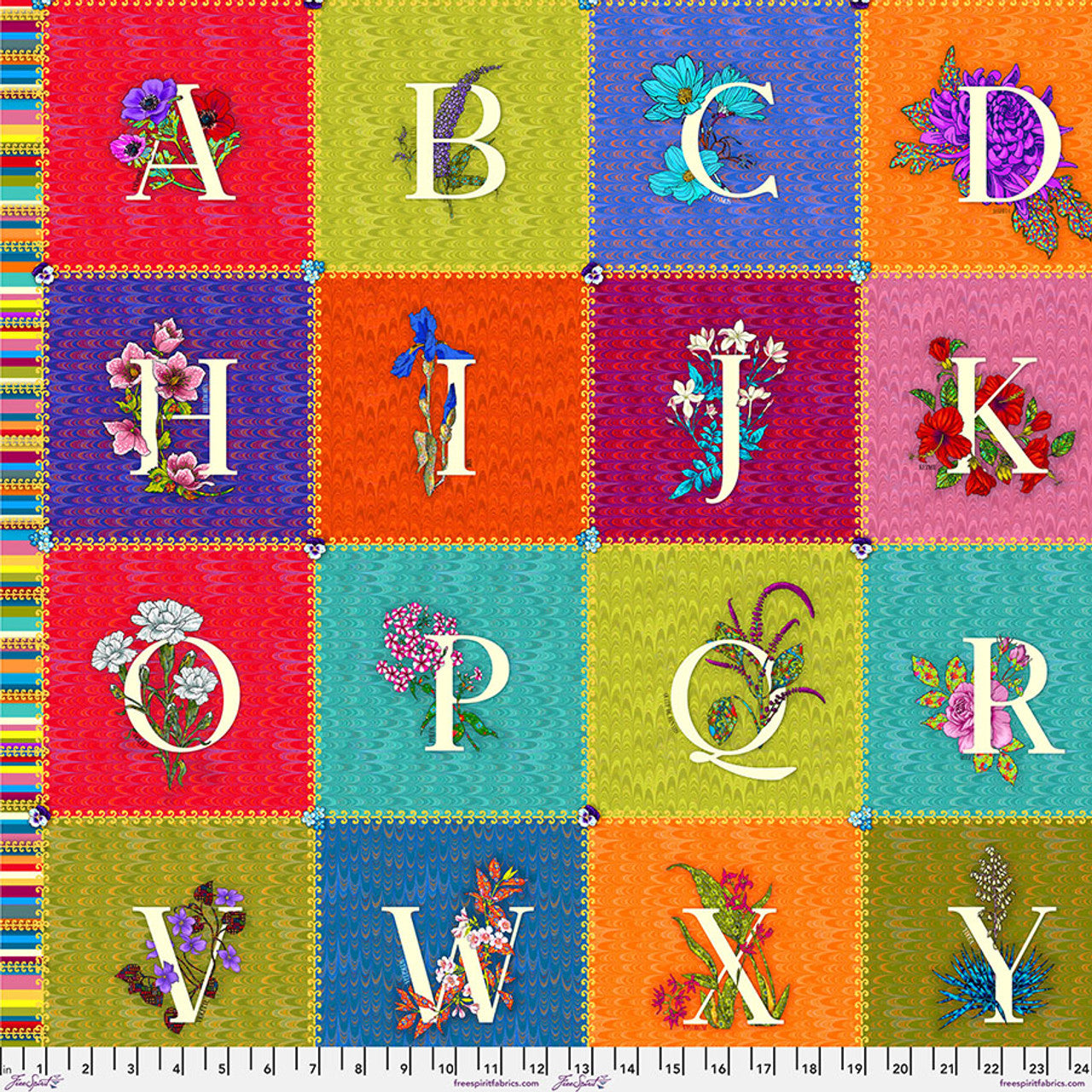 Alphabet Panel Language of Flowers by Odile Bailloeul for Free Spirit Fabric
