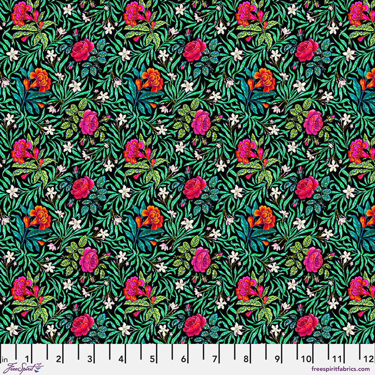 SM Victorian - Noir - Language of Flowers by Odile Bailloeul for Free Spirit Fabric