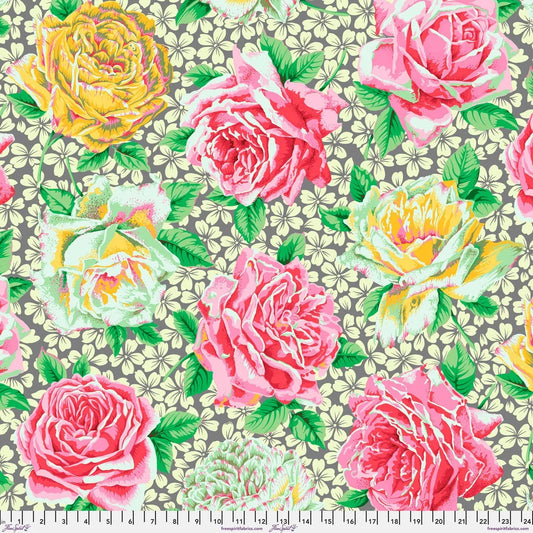 Rose Bloom - Grey -  Kaffe Fassett Collective February 2026