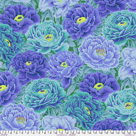 Tibetan Peony BLUE by Philip Jacobs for Kaffe Fassett Collective Sold by the Half Yard