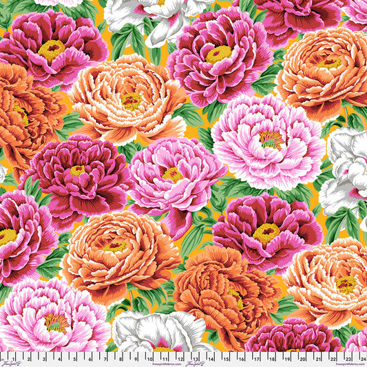 Tibetan Peony WARM by Philip Jacobs for Kaffe Fassett Collective Sold by the Half Yard