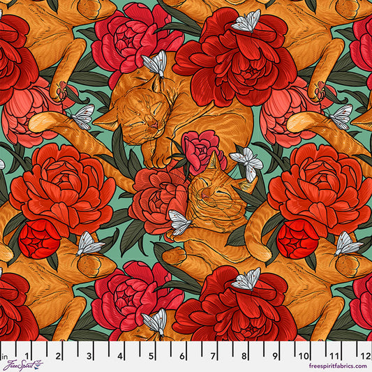 Cat Nap MINT by Club Hauer for Free Spirit Fabric