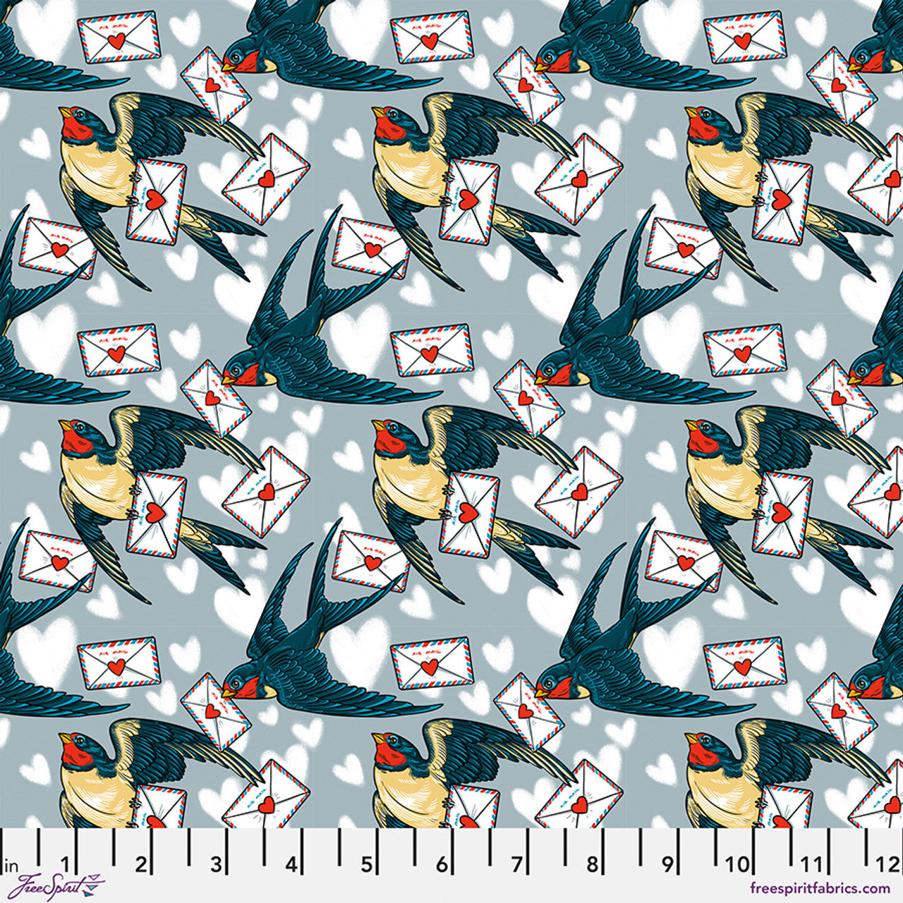 *PRE-ORDER Air Mail - BLUE Love Letters by Club Hauer for Free Spirit Fabric PWRH128.BLUE