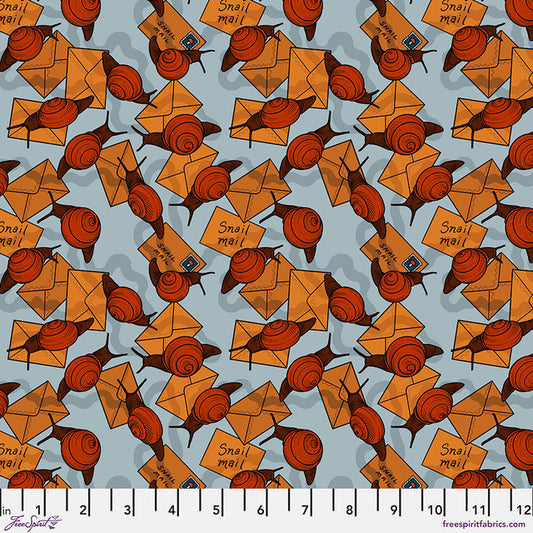 *PRE-ORDER Snail Mail - Blue Love Letters by Club Hauer for Free Spirit Fabric PWRH135.BLUE