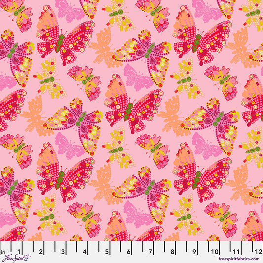 Market Days BUTTERFLY BROOCH Pink by Stacy Peterson for Free Spirit Fabrics Sold by the Half Yard