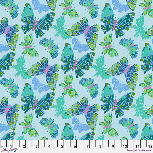 Market Days BUTTERFLY BROOCH Sky by Stacy Peterson for Free Spirit Fabrics Sold by the Half Yard
