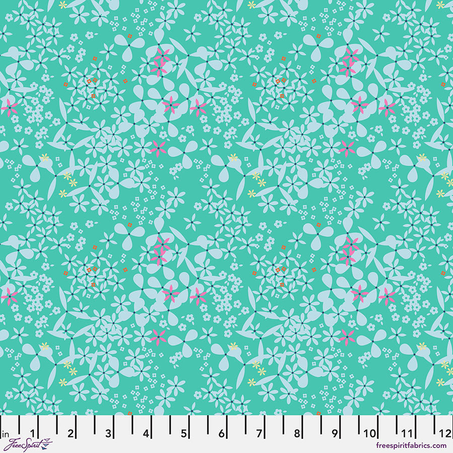Market Days DOODAH Aqua by Stacy Peterson for Free Spirit Fabrics Sold by the Half Yard