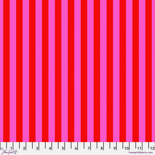 Tent Stripe PEONY Pink / Red True Colors by Tula Pink Sold by the Half Yard