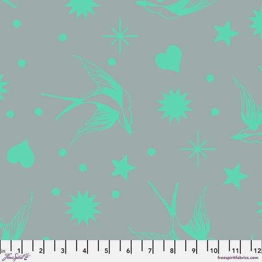 Neon Fairy Flakes SPIRIT Blue NEON TRUE COLORS by Tula Pink Fabric Sold by the Half Yard
