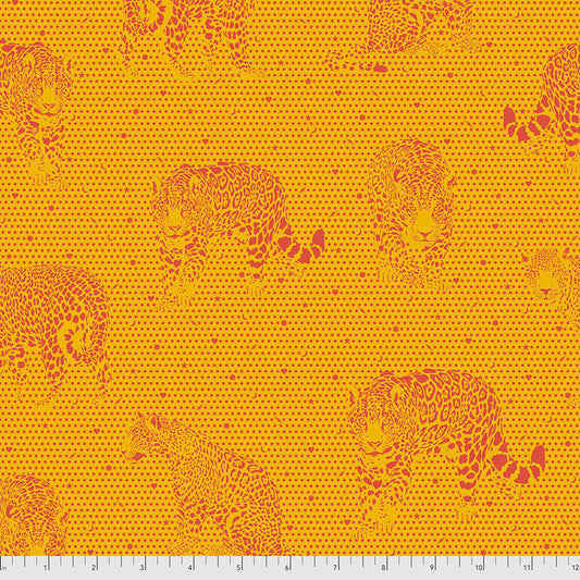 PWTP174.PAPAYA Lil Jaguars Papaya by Tula Pink Fabric
