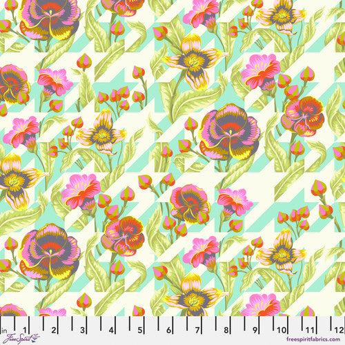 Puppy Love in Moonbeam Turquoise UNTAMED Tula Pink Sold by the Half Yard
