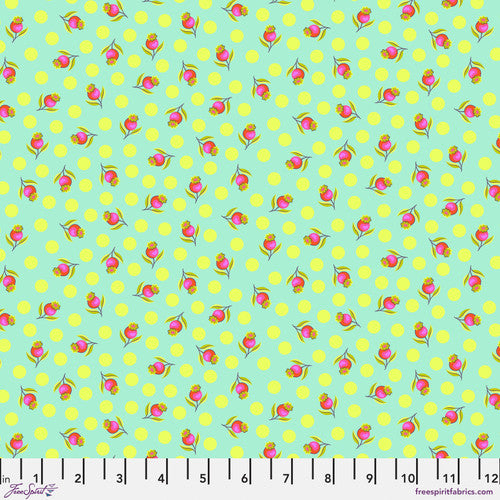Impending Bloom MOONBEAM Green UNTAMED Tula Pink Fabric Sold by the Half Yard