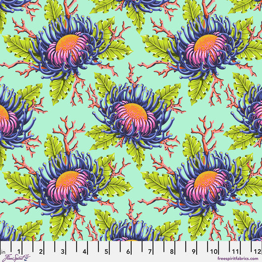 Friends & Anemones SEAFOAM Floral Reef by Tula Pink Sold by the Half Yard