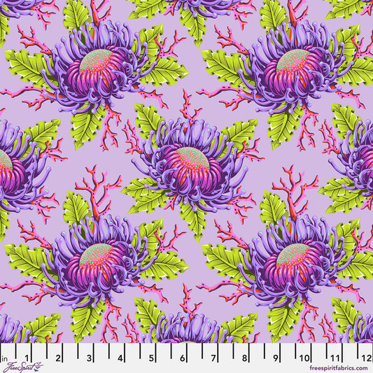 Friends & Anemones ULTRAVIOLET Floral Reef by Tula Pink Sold by the Half Yard