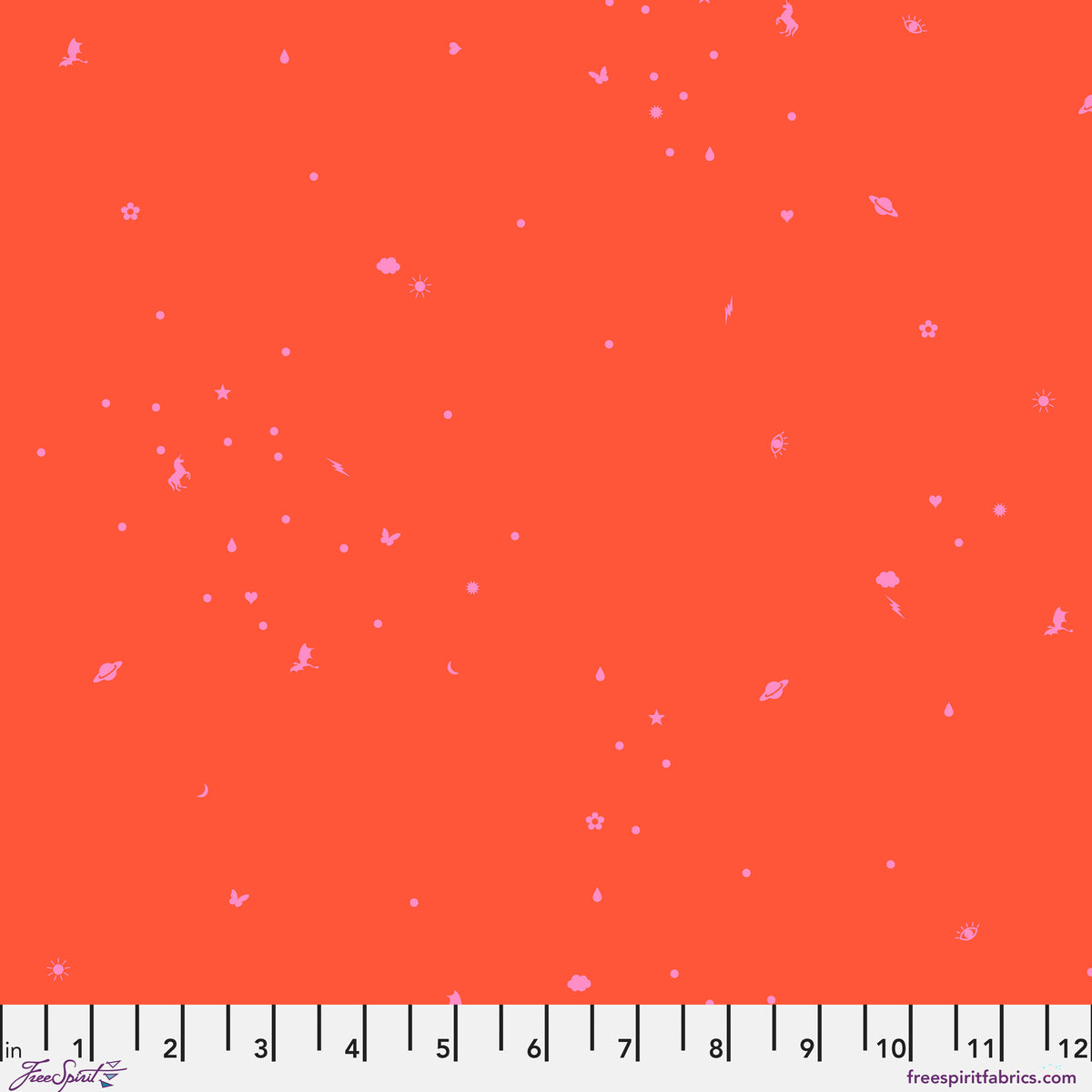 PWTP289.VERMILLION Tula Pink Charmed Vermillion Legendary Free Spirit Cotton Fabric