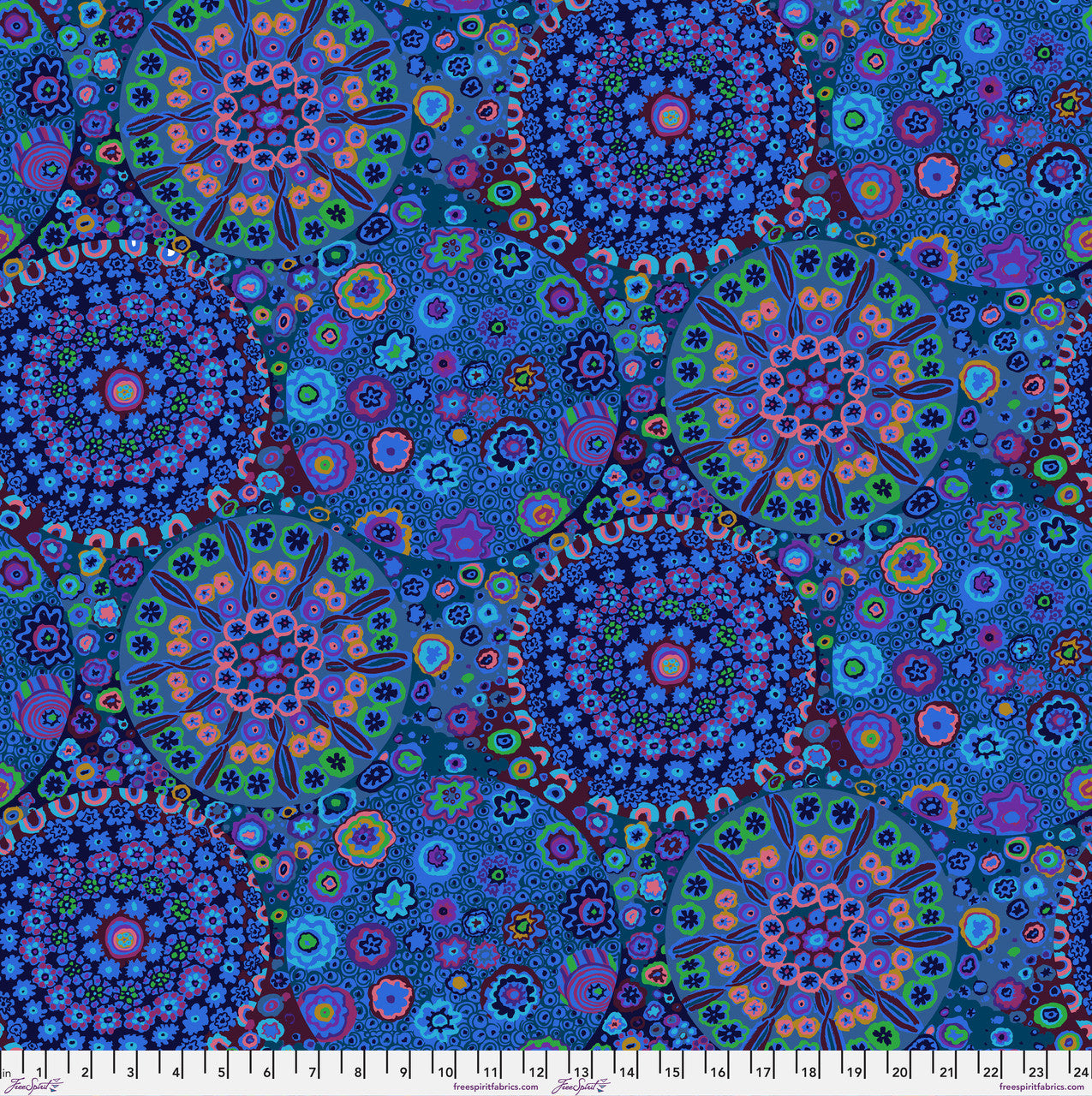 QBGP006.BLUE 108 IN BACKING MILLEFIORE Blue  Kaffe Fassett Collective SOLD BY THE YARD