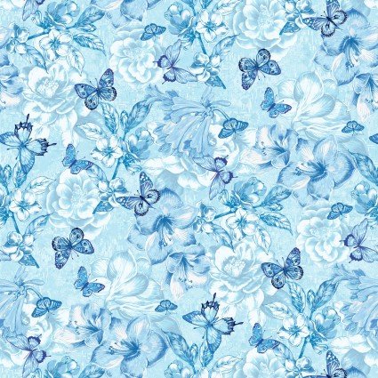 8164W-17 Studio E 108 IN BACKING Flutter Blue Fabric SOLD BY THE YARD