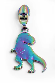 T-Rex Zipper Pull Rainbow or Gold