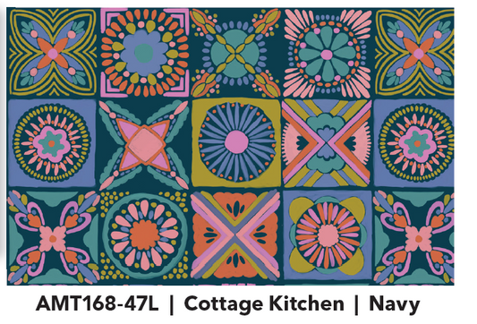 AMT168-47L Rhapsody Cottage Kitchen Navy by Anna Maria Textiles Sold by the Half Yard