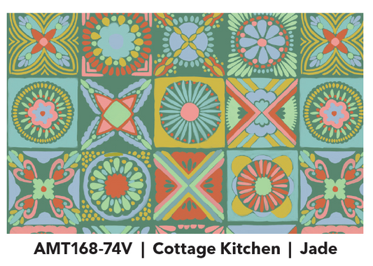 AMT168-74V Rhapsody Cottage Kitchen Jade by Anna Maria Textiles Sold by the Half Yard