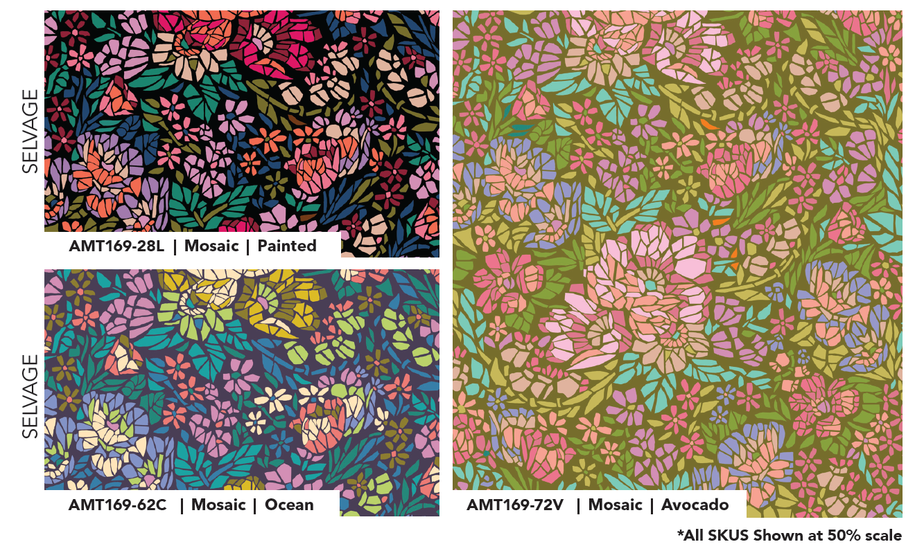 AMT169-62C Rhapsody Mosaic Ocean by Anna Maria Textiles Sold by the Half Yard