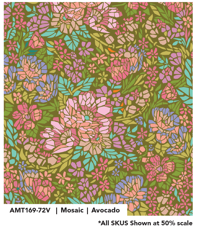AMT169-72V Rhapsody Mosaic Avocado by Anna Maria Textiles Sold by the Half Yard