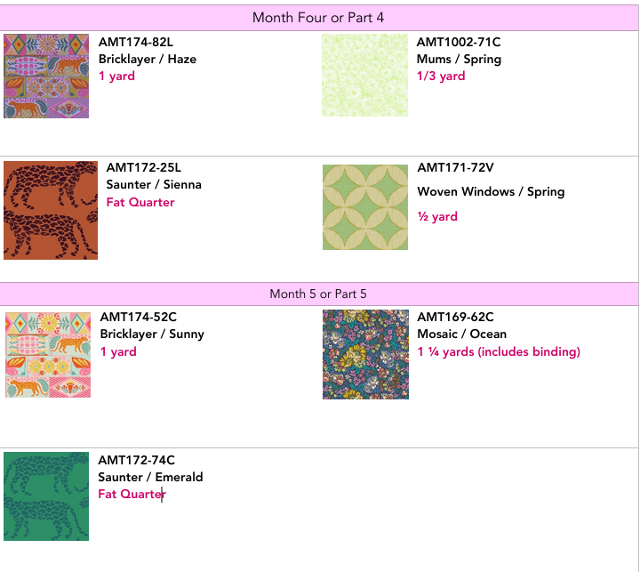 Anna Maria Rhapsody Quilt Kit BOM