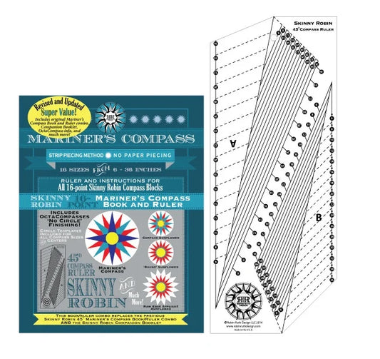 RR183 Skinny Robin 16 Point Mariner's Compass Book and Ruler Combo