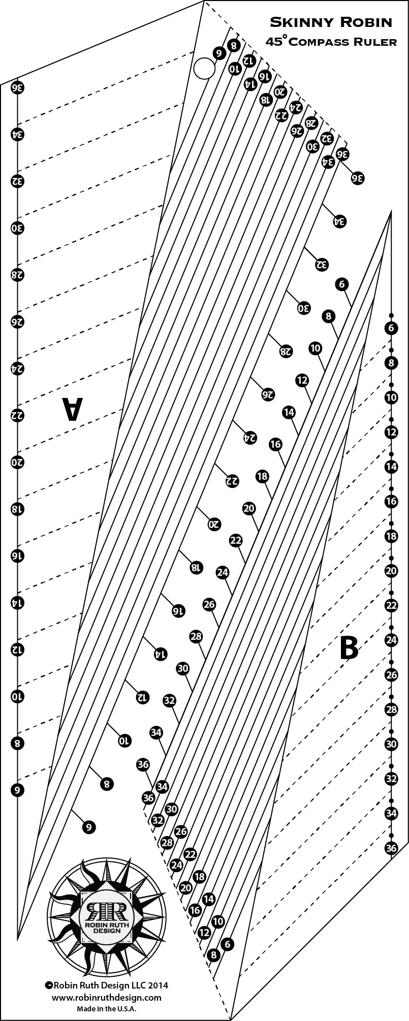 RR183 Skinny Robin 16 Point Mariner's Compass Book and Ruler Combo
