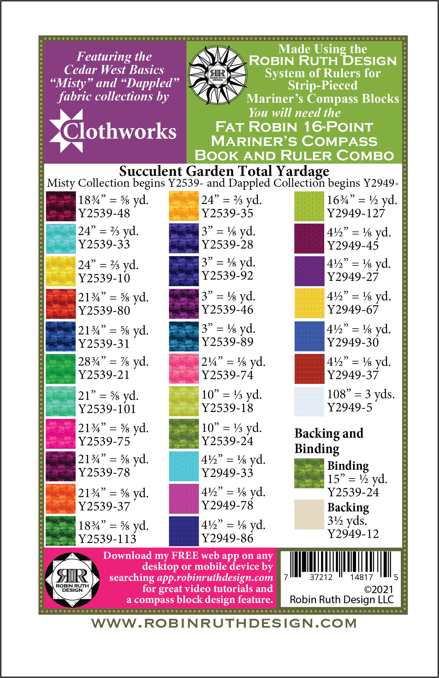 RR217 Succulent Garden Fat Robin Quilt Pattern