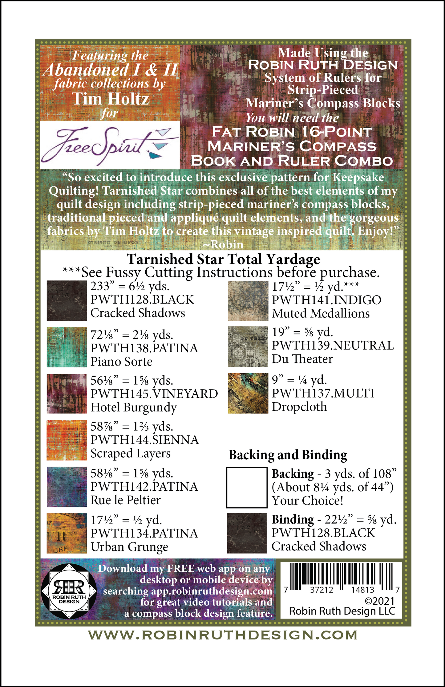 RR214 Tarnished Star Fat Robin Quilt Pattern