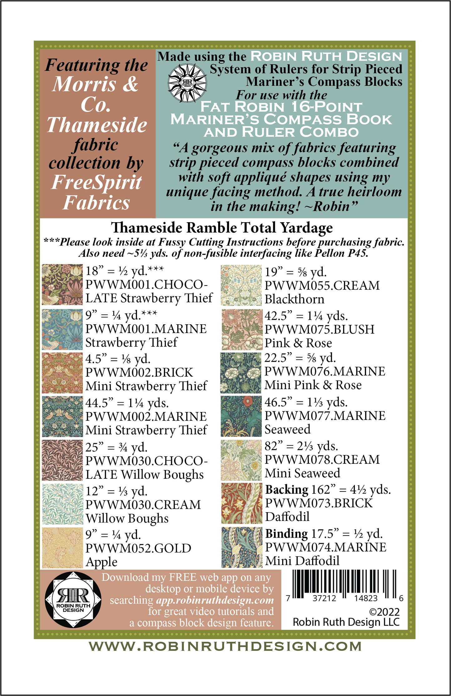 RR223 Thameside Ramble Fat Robin Quilt Pattern